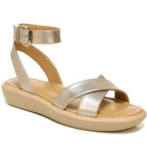 Naturalizer Jamila Ankle Strap Wedge Sandals Women's Gold Metallic Size 7.5 W